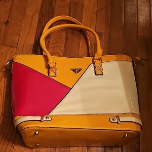 Multicolor Tote in Yellow, Red, and Cream